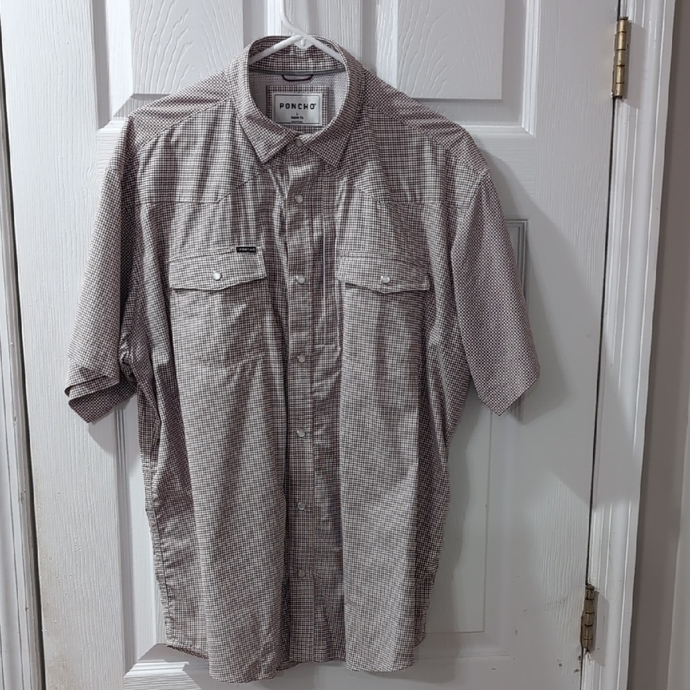 Poncho Large Regular Crimson/White Check